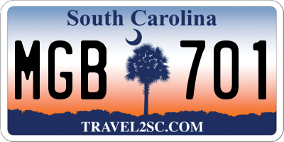 SC license plate MGB701