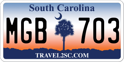 SC license plate MGB703