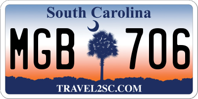 SC license plate MGB706