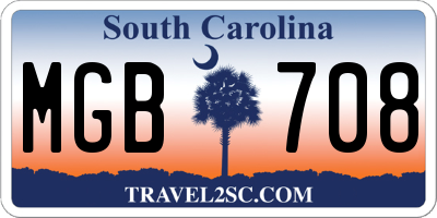 SC license plate MGB708