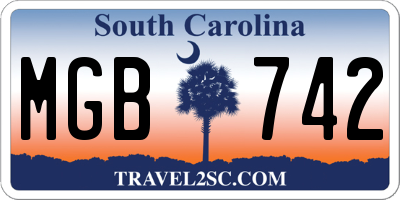 SC license plate MGB742
