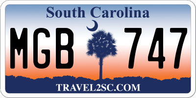 SC license plate MGB747
