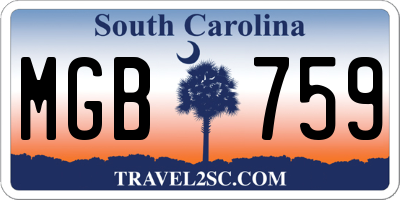 SC license plate MGB759