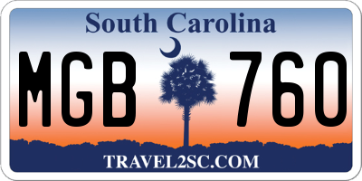 SC license plate MGB760