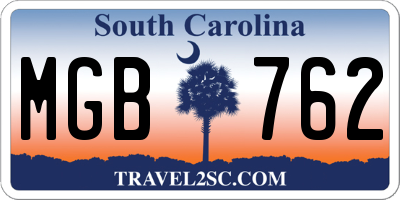 SC license plate MGB762