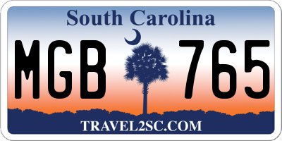SC license plate MGB765
