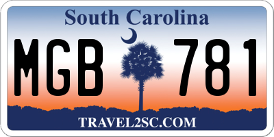 SC license plate MGB781