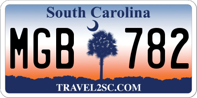 SC license plate MGB782