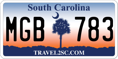 SC license plate MGB783