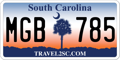 SC license plate MGB785