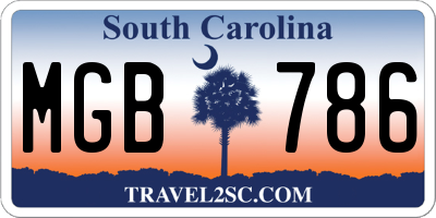 SC license plate MGB786