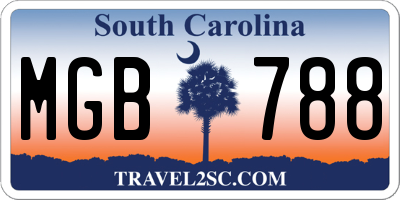 SC license plate MGB788