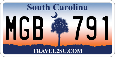 SC license plate MGB791