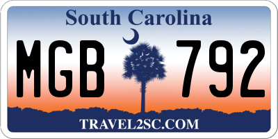 SC license plate MGB792