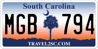 SC license plate MGB794