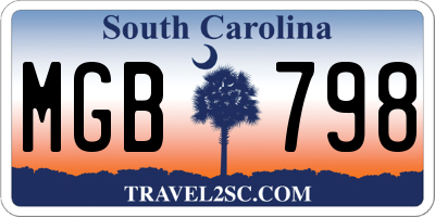 SC license plate MGB798