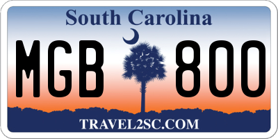 SC license plate MGB800