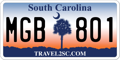SC license plate MGB801