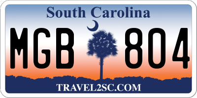 SC license plate MGB804