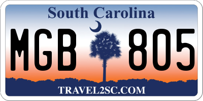 SC license plate MGB805