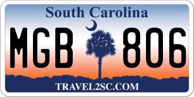 SC license plate MGB806