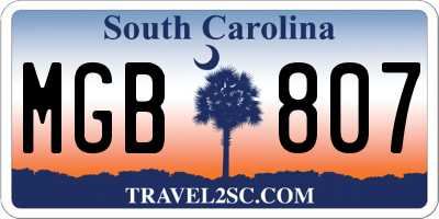 SC license plate MGB807