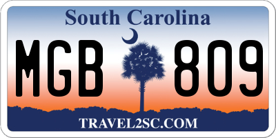 SC license plate MGB809