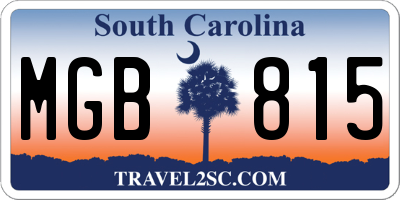 SC license plate MGB815
