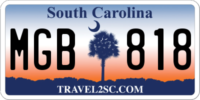 SC license plate MGB818