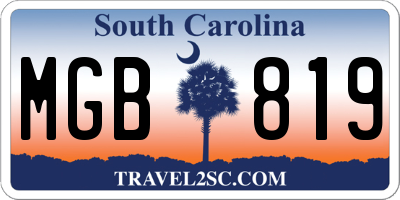 SC license plate MGB819