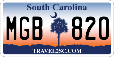 SC license plate MGB820