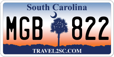 SC license plate MGB822