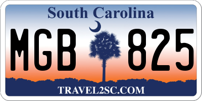 SC license plate MGB825