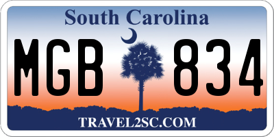 SC license plate MGB834