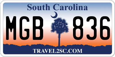 SC license plate MGB836