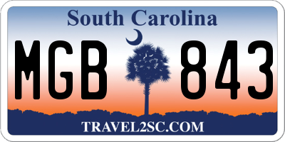 SC license plate MGB843
