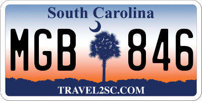 SC license plate MGB846