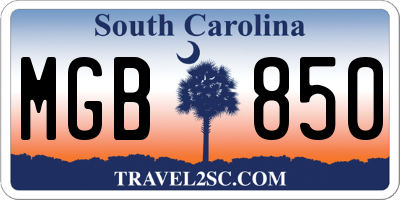 SC license plate MGB850
