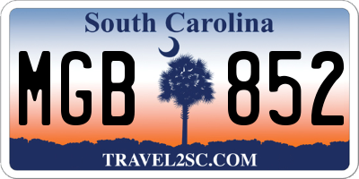 SC license plate MGB852