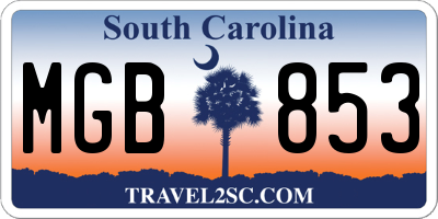 SC license plate MGB853
