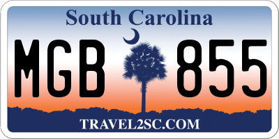 SC license plate MGB855