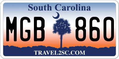 SC license plate MGB860