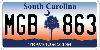 SC license plate MGB863