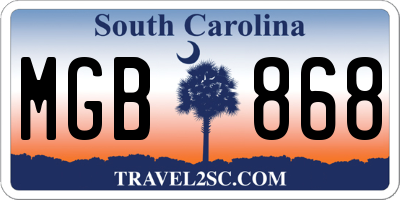 SC license plate MGB868