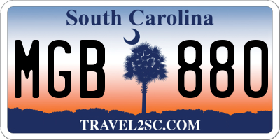 SC license plate MGB880