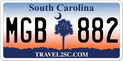 SC license plate MGB882