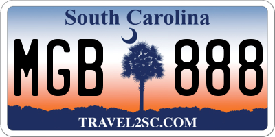 SC license plate MGB888