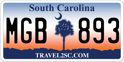 SC license plate MGB893