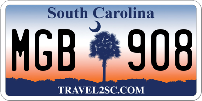 SC license plate MGB908