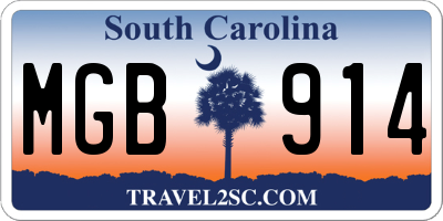 SC license plate MGB914